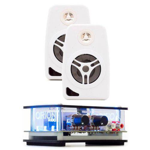Kit Som Ambiente Tsr Orion Receiver Slim + 2 Caixas de Som Brancas