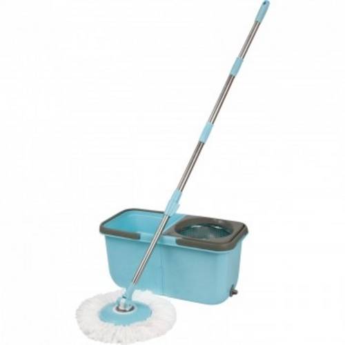 Kit Spin Mop de Limpeza com Esfregao Vassoura e Balde com Centrifugador em Inox Completo Mop com Rot