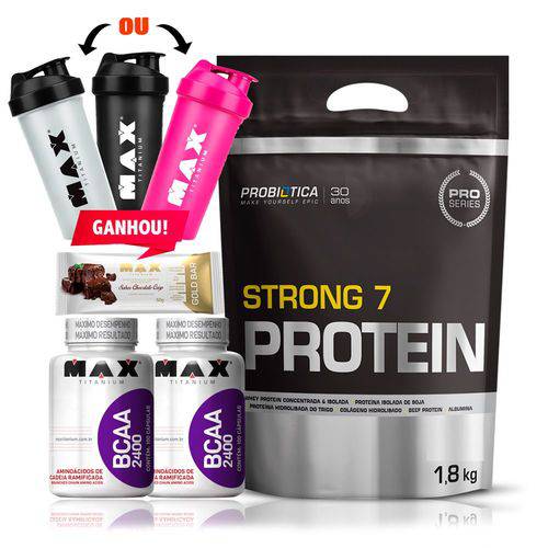 Kit Strong 7 Protein 2x Bcaa 100 Caps Max Todos os Sabores!!!