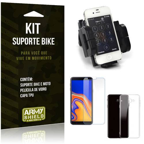 Kit Suporte Moto Bike Galaxy J4 Plus Suporte + Película + Capa - Armyshield