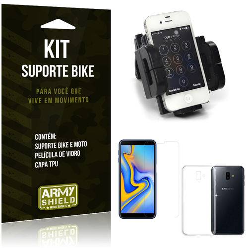 Kit Suporte Moto Bike Galaxy J6 Plus Suporte + Película + Capa - Armyshield