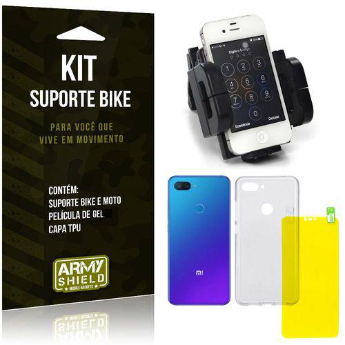 Kit Suporte Moto Bike Xiaomi Mi 8 Lite Suporte + Película Gel + Capa - Armyshield