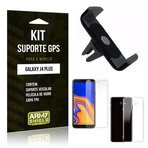Kit Suporte Veicular Galaxy J4 Plus Suporte + Película + Capa - Armyshield