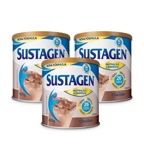 Kit Sustagen Nutrição e Energia 400g Chocolate - 3 Unid.