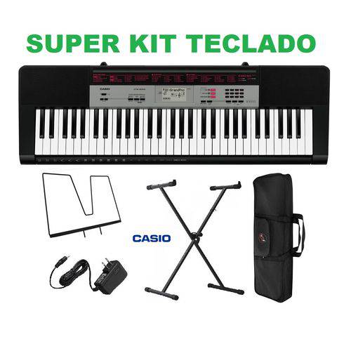 Kit Teclado 61 Teclas Ctk-1200 Casio + Fonte Suporte X e Capa Protetora