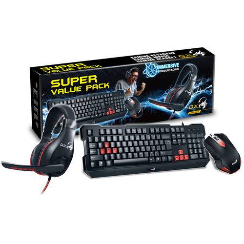 Kit Teclado Mouse e Headset Gamer Genius 31330220104 Kmh-200 USB Cor Preto