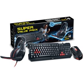 Kit Teclado Mouse e Headset Gamer Genius 31330220104 KMH-200 USB Preto