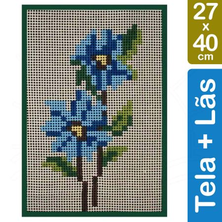Kit Tela para Bordar 27x40 - 4902 Flor Azul