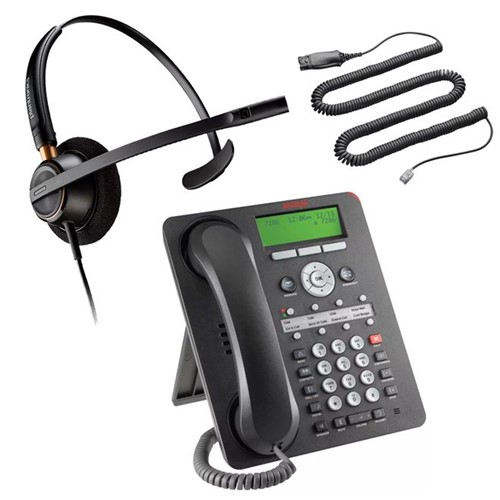 Kit Telefone Avaya 1608 com Headset Plantronics HW510 e Cabo Adaptador Plantronics HIS