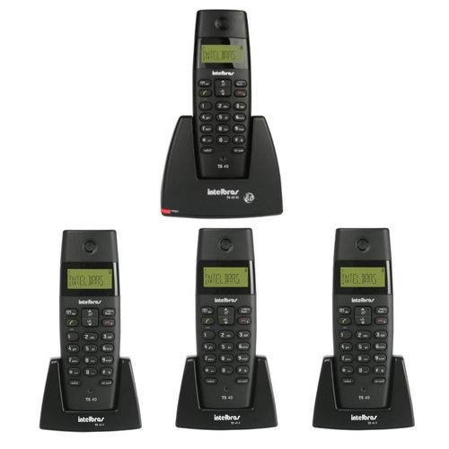 Kit Telefone S/ Fio TS40C + 3 Ramais S/ Fio Intelbras TS40R