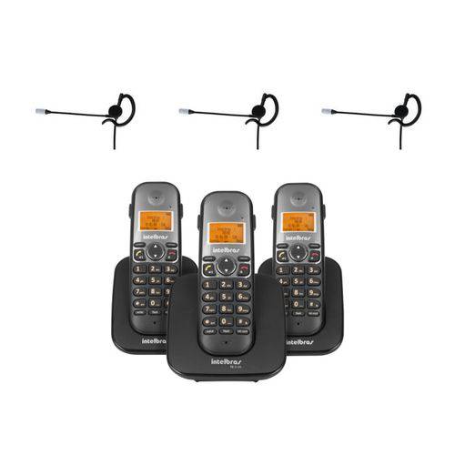 Kit Telefone Sem Fio com 2 Ramais Ts 5123 com 3 Fones Hc 10 Intelbras