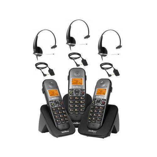 Kit Telefone Sem Fio com 2 Ramais Ts 5123 com 3 Headset Ths 50 + Adaptador Intelbras