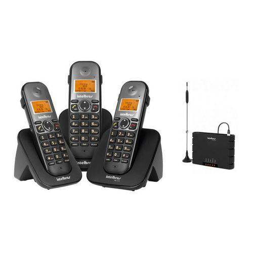 Kit Telefone Sem Fio com 2 Ramais Ts 5123 com Interface Celular Itc 4100 Intelbras