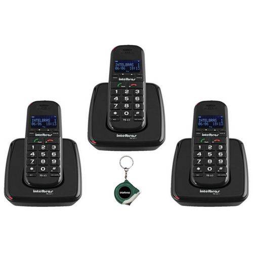 Kit Telefone Sem Fio com 2 Ramal Bina ID Chamadas Intelbras