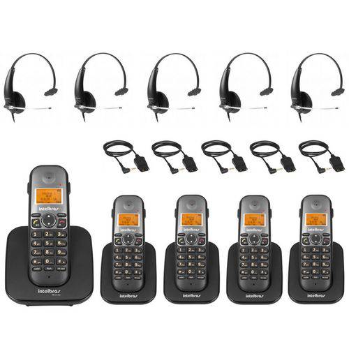 Kit Telefone Sem Fio Digital Ts 5120 + 4 Ramal Ts 5121 Dect 6.0 Viva Voz + Headset Ths 50 Intelbras