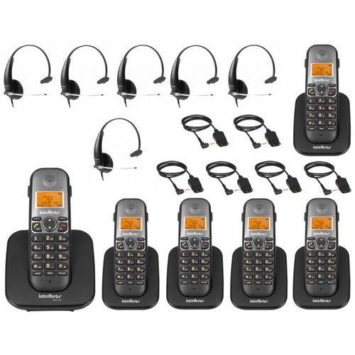 Kit Telefone Sem Fio Digital Ts 5120 + 5 Ramal Ts 5121 Dect 6.0 Viva Voz + Headset Ths 50 Intelbras