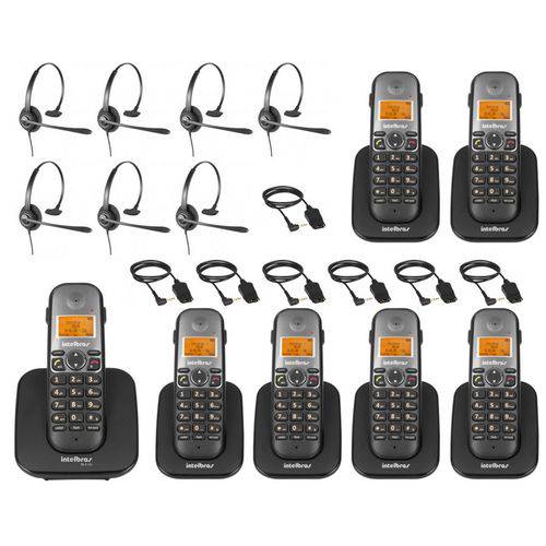 Kit Telefone Sem Fio Digital Ts 5120 com 6 Ramal Ts 5121 Dect 6.0 Preto + Headset Chs 60 Intelbras