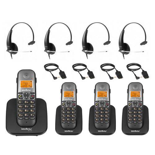 Kit Telefone Sem Fio Digital Ts 5120 + 3 Ramal Ts 5121 Dect 6.0 Viva Voz + Headset Ths 50 Intelbras