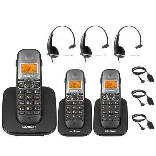Kit Telefone Sem Fio Digital Ts 5120 + 2 Ramal Ts 5121 Dect 6.0 Viva Voz + Headset Ths 50 Intelbras