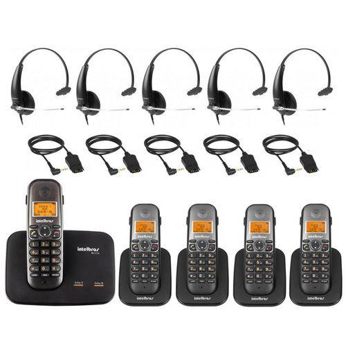 Kit Telefone Sem Fio Digital Ts 5150 + 4 Ramal Ts 5121 Dect 6.0 Viva Voz + Headset Ths 50 Intelbras