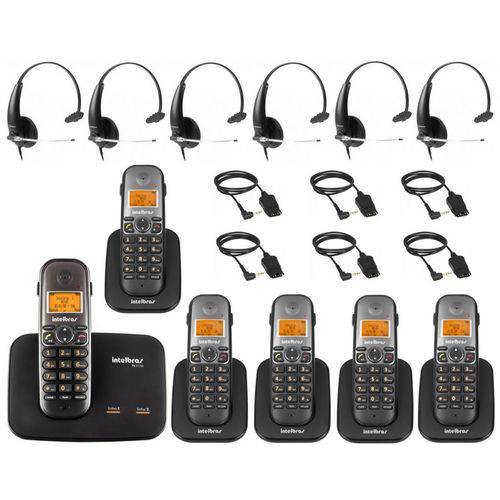 Kit Telefone Sem Fio Digital Ts 5150 + 5 Ramal Ts 5121 Dect 6.0 Viva Voz + Headset Ths 50 Intelbras