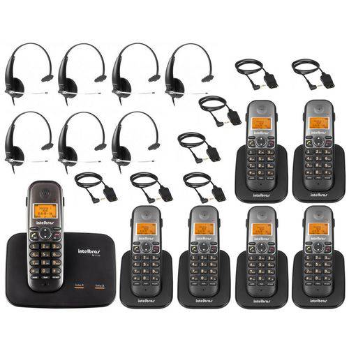 Kit Telefone Sem Fio Digital Ts 5150 + 6 Ramal Ts 5121 Dect 6.0 Viva Voz + Headset Ths 50 Intelbras