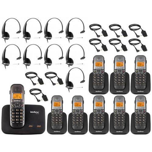 Kit Telefone Sem Fio Digital Ts 5150 + 8 Ramal Ts 5121 Dect 6.0 Viva Voz + Headset Ths 50 Intelbras
