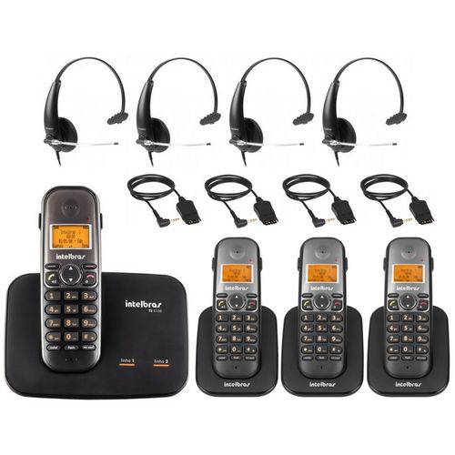 Kit Telefone Sem Fio Digital Ts 5150 + 3 Ramal Ts 5121 Dect 6.0 Viva Voz + Headset Ths 50 Intelbras