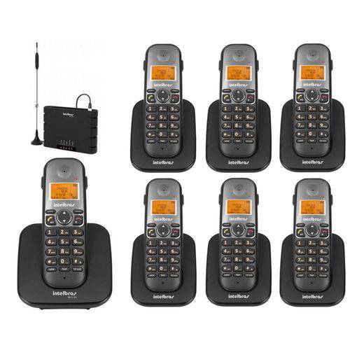 Kit Telefone Sem Fio Ts 5120 com 6 Ramal Ts 5121 e Interface Celular Quad Band Itc 4100 Intelbras