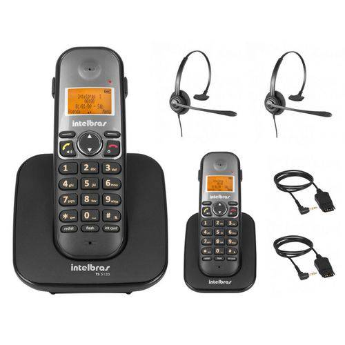 Kit Telefone Sem Fio TS 5120 com Ramal e Headset Intelbras