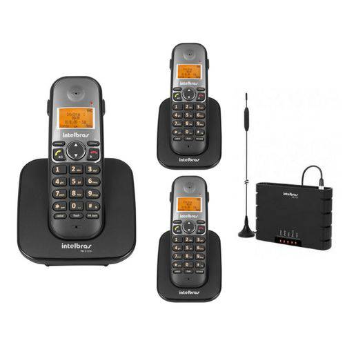 Kit Telefone Sem Fio Ts 5120 com 2 Ramal Ts 5121 e Interface Celular Quad Band Itc 4100 Intelbras