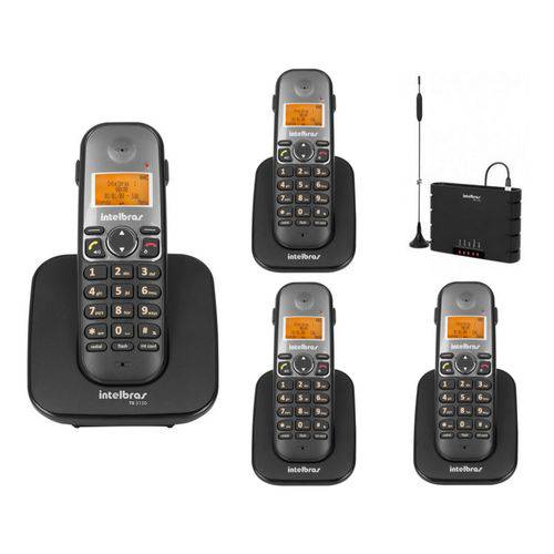 Kit Telefone Sem Fio Ts 5120 com 3 Ramal Ts 5121 e Interface Celular Quad Band Itc 4100 Intelbras