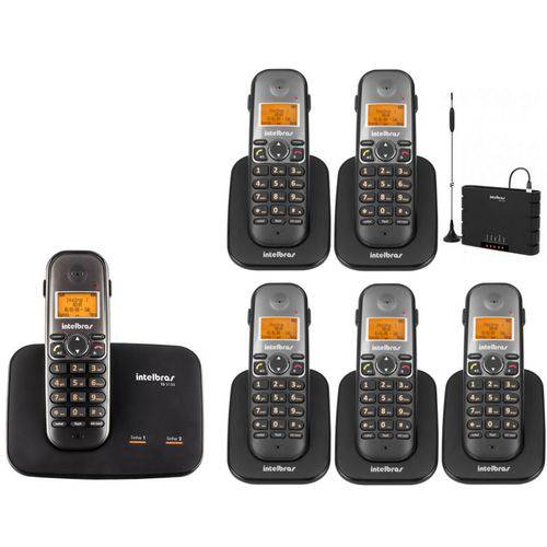Kit Telefone TS 5150 e 5 Ramal e ITC 4100 Celular Intelbras