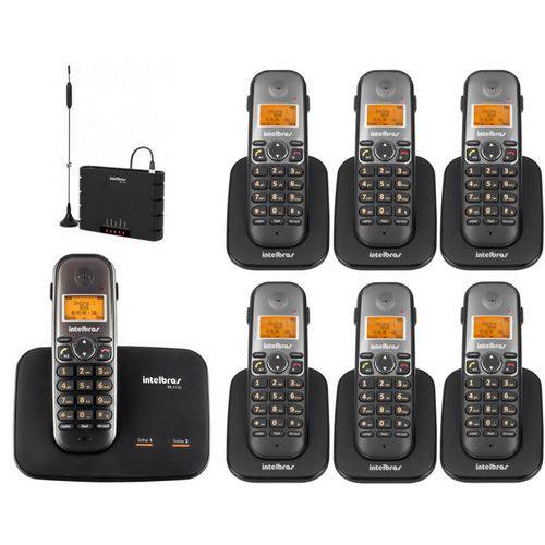 Kit Telefone Sem Fio Ts 5150 com 6 Ramal Ts 5121 e Interface Celular Quad Band Itc 4100 Intelbras