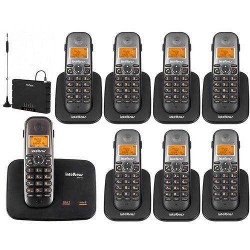 Kit Telefone Sem Fio Ts 5150 com 7 Ramal Ts 5121 e Interface Celular Quad Band Itc 4100 Intelbras