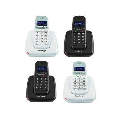 Kit Telefone Sem Fio TS 63V e 3 Ramal Intelbras Branco Preto