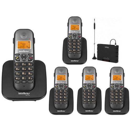 Kit Telefone TS 5120 e 4 Ramal e ITC 4100 Celular Intelbras