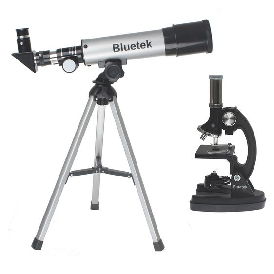 Kit Telescópio Refrator Altazimultal 50mm + Microscópio 300x 600x 1200x XWJ - Blutek