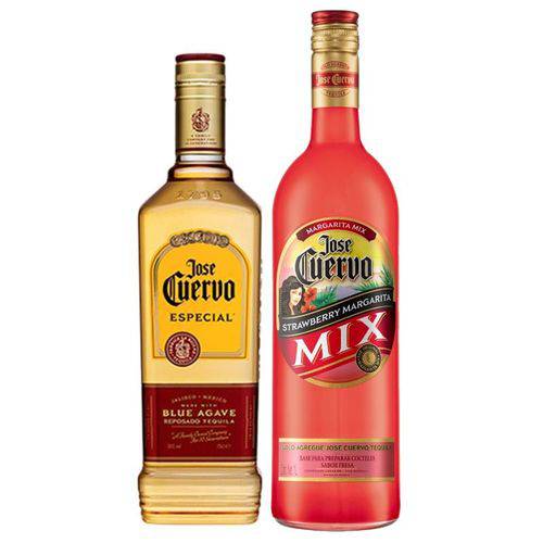 Kit Tequila Jose Cuervo Ouro 750ml e Margarita Morango 1 Lt