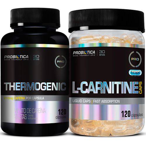 Kit Thermogenic 120 Cápsulas + L-Carnitina 120 Cápsulas Probiótica