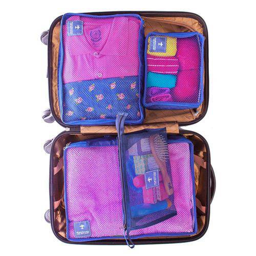 Kit Travel Bag Azul 3 Peças Secalux Azul