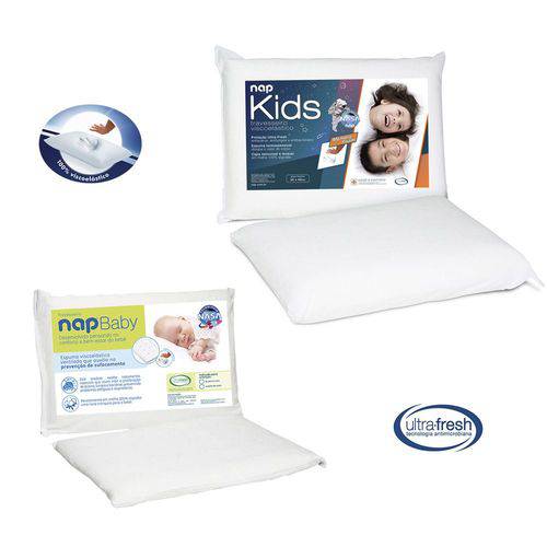 Kit Travesseiro Nasa Nap Baby Rn + Nap Kids Viscoelástico