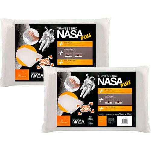 Kit 2 Travesseiro Nasa Plus Viscoelástico Fibrasca Baixo Antiácaro para Dormir
