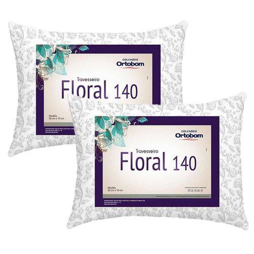Kit Travesseiros Floral 140 Fios 02 Peças Estampado - Ortobom