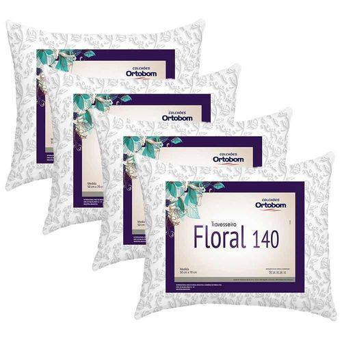 Kit Travesseiros Floral 140 Fios 04 Peças Estampado - Ortobom