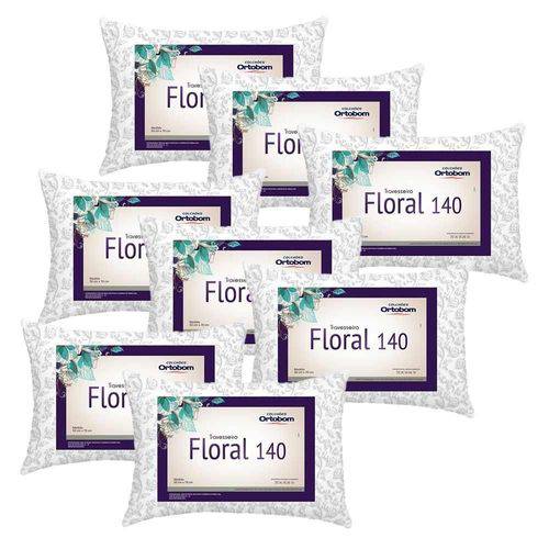 Kit Travesseiros Floral 140 Fios 08 Peças Estampado - Ortobom