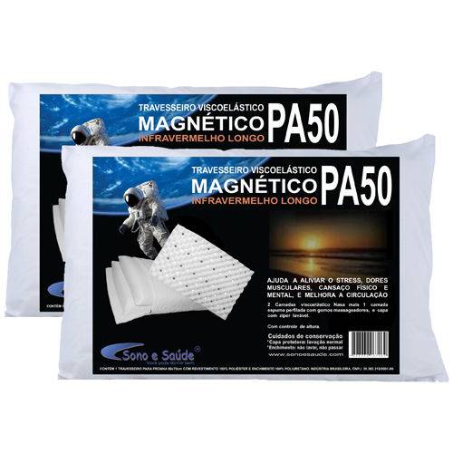 Kit 2 Travesseiros Magnético Nasa Camadas Capa com Zíper Pa50