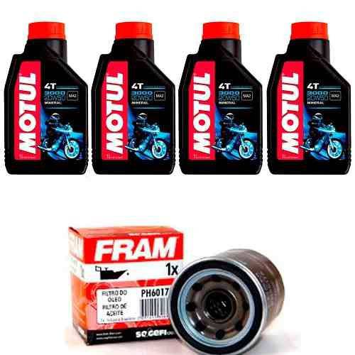 Kit Troca Oleo + Filtro Fram Hornet 600 Cbr 600f Motul 3000 20w50
