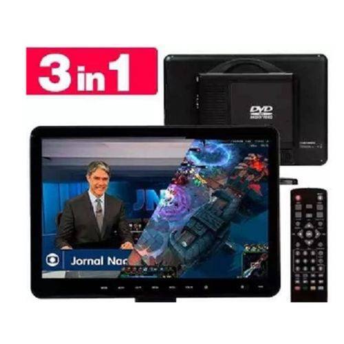 Kit Tv Full Hd Digital 3d com Conversor Integrado Portatil 15,4 Polegadas com Dvd Monitor Mini com H