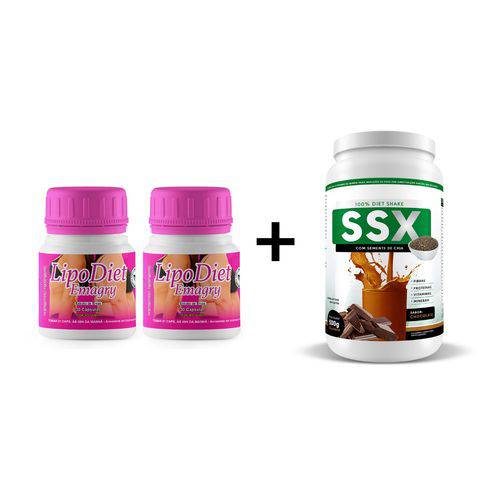 Kit 2 Un Lipo Diet Emagry 30 Cps + Ssx Shake 500G Chocolate